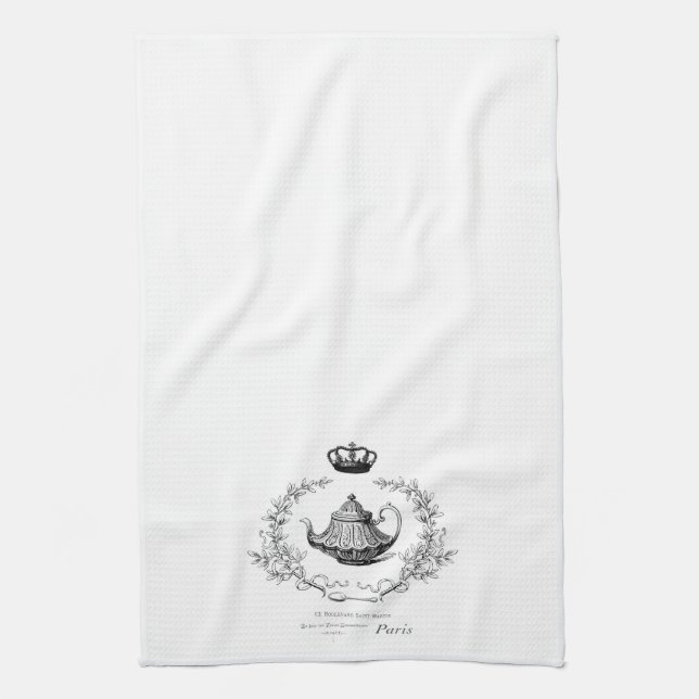 Vintage French teapot tea towel (Vertical)