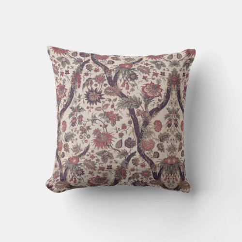 Vintage French Textile Floral Art nouveau Throw Pillow