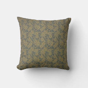 Vintage French Textile Gray Gold Weave Throw Pillow