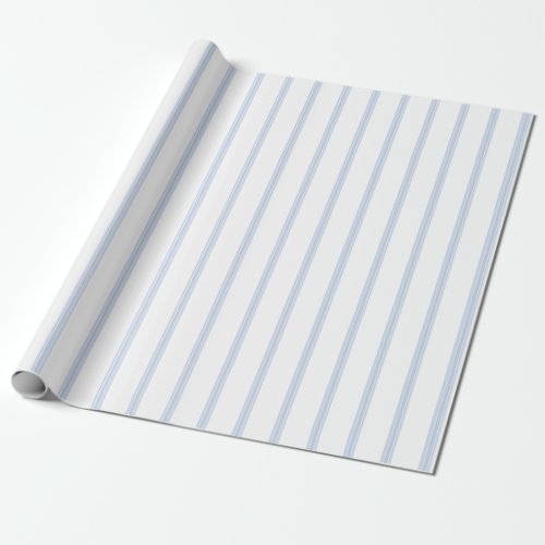 Vintage French Ticking Stripe Pattern Blue Gift Wrapping Paper