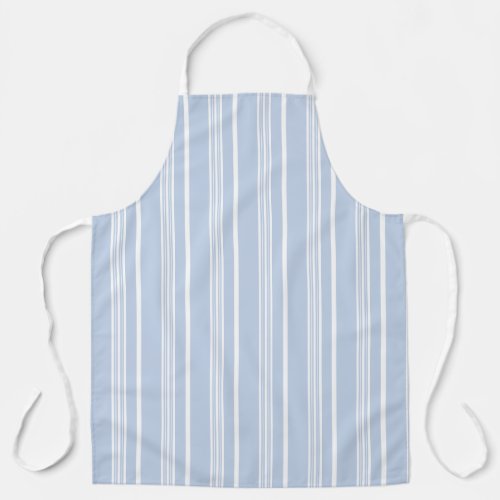 Vintage French Ticking Stripe Pattern Blue White Apron