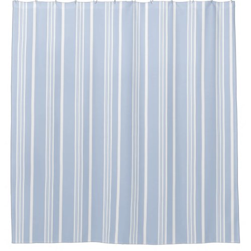 Vintage French Ticking Stripe Pattern Blue White Shower Curtain