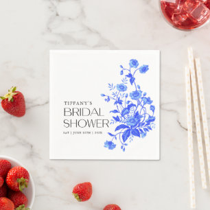 Vintage French Toile Blue Floral Bridal Shower Napkins