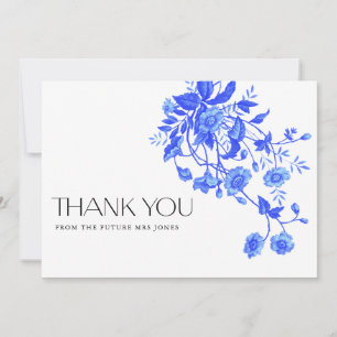 Vintage French Toile Blue Floral Bridal Shower Thank You Card