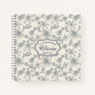 Vintage French Toile Botanical Bird Personalized Notebook
