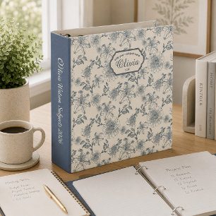 Vintage French Toile Botanical Bird Rustic Country 3 Ring Binder