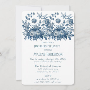 Vintage French Toile Floral Photo Bachelorette Invitation