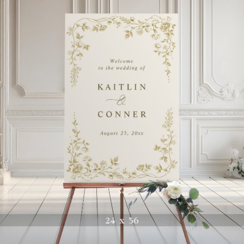 Vintage French Toile Gold Large Wedding Welcome Foam Board