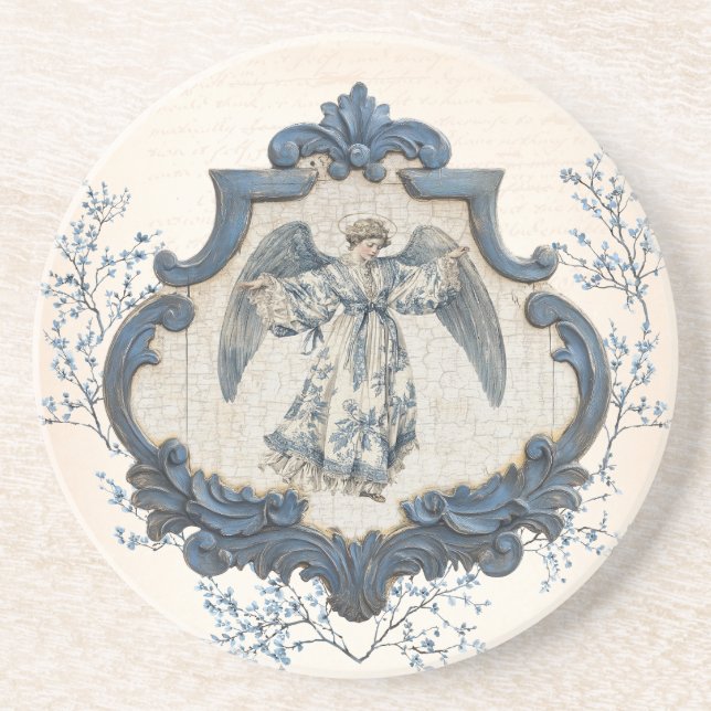 Vintage French Toile | Nativity Angel Coaster (Front)