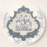 Vintage French Toile | Nativity Three Sheep Coaster<br><div class="desc">This vintage Christmas coaster features three beautiful toile nativity sheep within an old distressed French frame.</div>