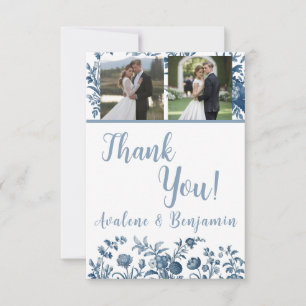Vintage French Toile Photo Wedding Thank You Card
