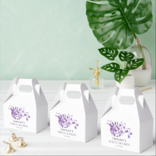 Vintage French Toile Purple Floral Bridal Shower Favor Boxes