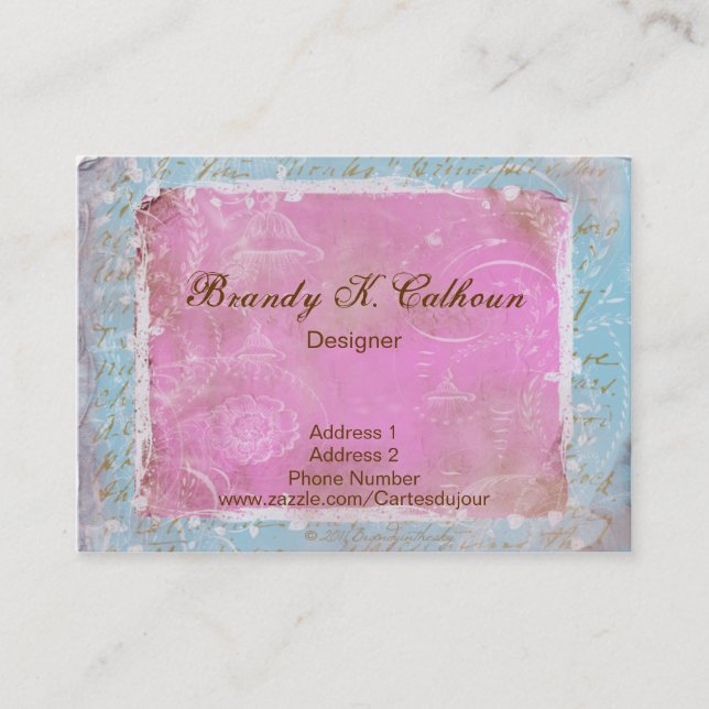 Vintage French Toile & Script No.1 Business Cards (Front)