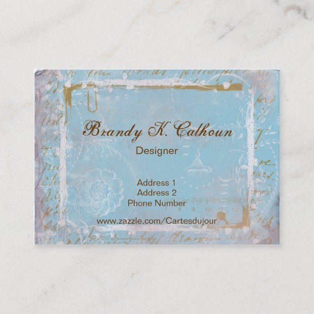 Vintage French Toile & Script No.2 Business Cards (Front)