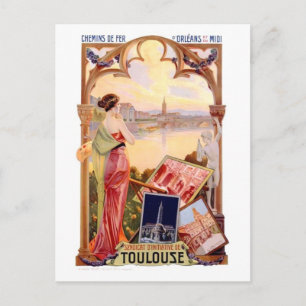 Vintage French Toulouse Travel Poster Postcard