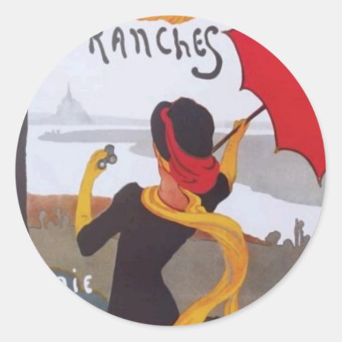 Vintage French Travel Ad 1910 Classic Round Sticker
