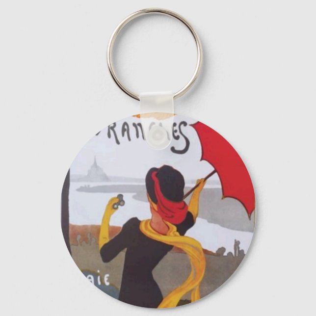 Vintage French Travel Ad 1910 Keychain (Front)