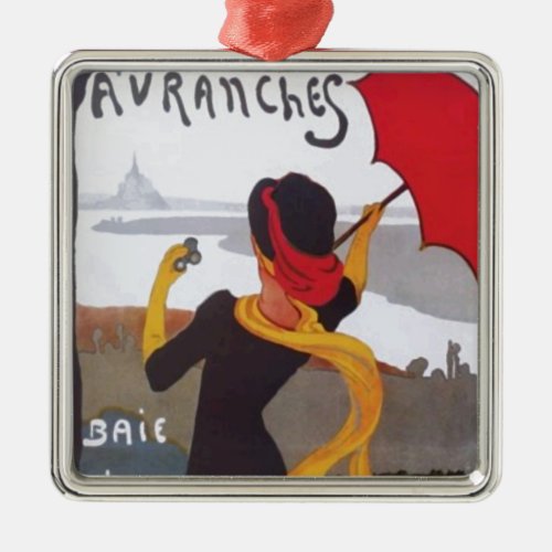 Vintage French Travel Ad 1910 Metal Ornament