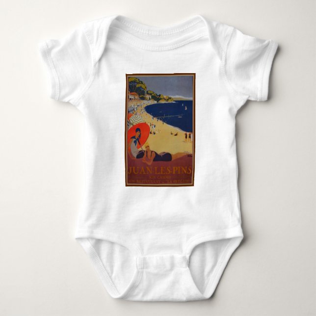 Vintage French Travel Advertisement Baby Bodysuit (Front)