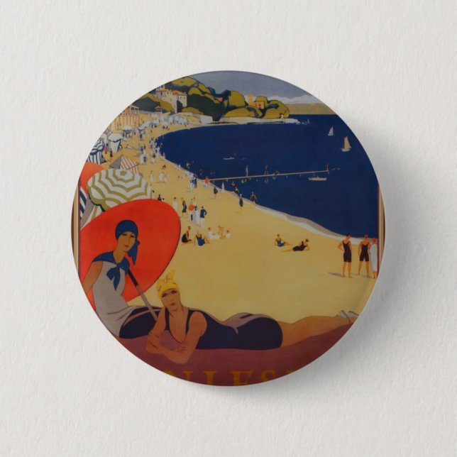 Vintage French Travel Advertisement Button (Front)