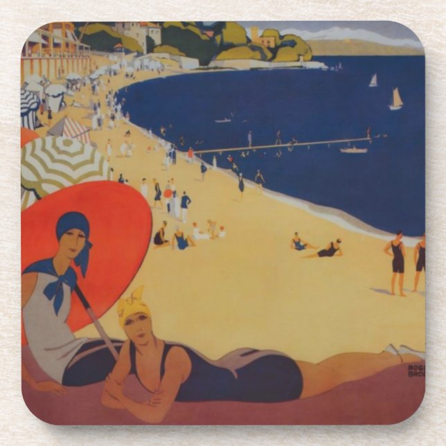 Vintage French Travel Advertisement Drink Coaster (Front)