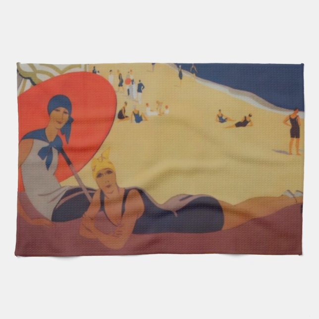 Vintage French Travel Advertisement Towel (Horizontal)