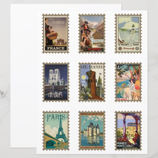 Vintage French Travel Poster Faux Stamps Paris | Zazzle Vintage French Travel Poster Faux Stamps Paris | Zazzle