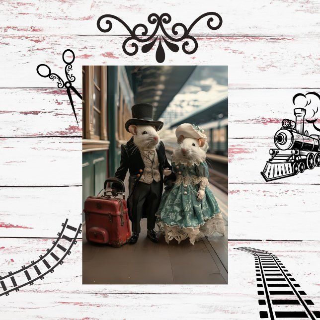 Vintage French Traveling Mice Scrapbook Paper  (Creator Uploaded)