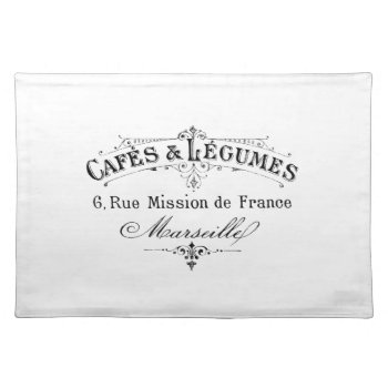 Vintage French Typography Cafes Et Legumes Placemat by VintageImagesOnline at Zazzle