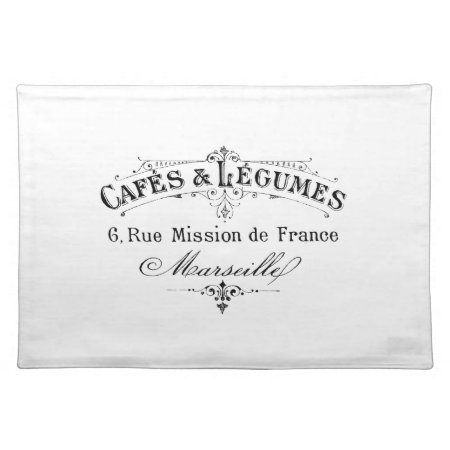 Vintage French Typography Cafes Et Legumes Placemat