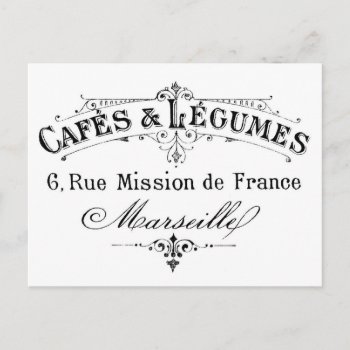 Vintage French Typography Cafes Et Legumes Postcard by VintageImagesOnline at Zazzle