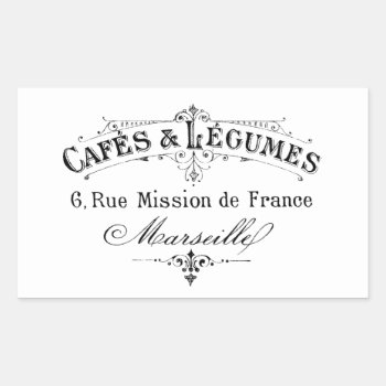Vintage French Typography Cafes Et Legumes Rectangular Sticker by VintageImagesOnline at Zazzle