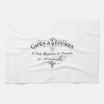 Vintage French Typography Cafes Et Legumes Towel by VintageImagesOnline at Zazzle