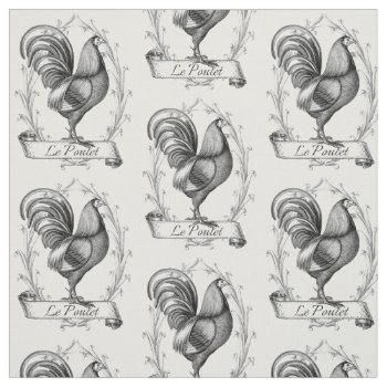 Vintage French Typography Chicken Design Fabric by VintageImagesOnline at Zazzle