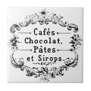 Vintage french typography chocolate design ceramic tile