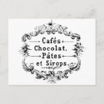 Vintage french  typography chocolate design postcard