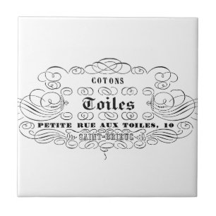 vintage french typography cotton toiles ceramic tile