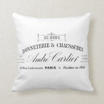 Vintage French Typography Cushion by VintageImagesOnline at Zazzle
