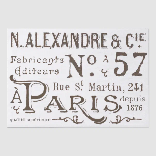 Vintage French Typography Decoupage Text Craft Tissue Paper | Zazzle