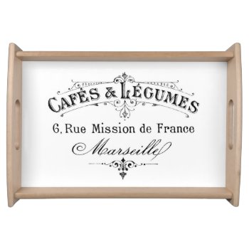 Vintage French Typography Wooden Serving Tray by VintageImagesOnline at Zazzle