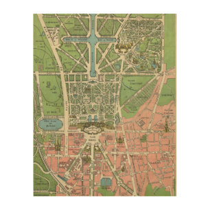 Vintage French Versailles illustration map Wood Wall Art