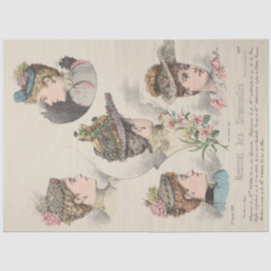 Vintage French Victorian Spring Hats Decoupage Tissue Paper