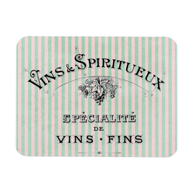 Vintage French Wine Ad on Stripes Magnet (Horizontal)