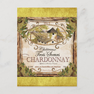 Vintage French Wine Label Postcard