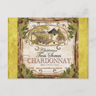 Vintage French Wine Label Postcard