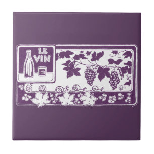 Vintage French Wine Label Rustic Vineyard Ceramic Tile