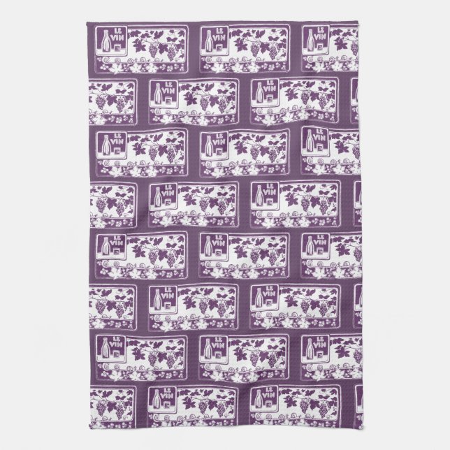 Vintage French Wine Label  | Rustic Vineyard  Kitchen Towel (Vertical)