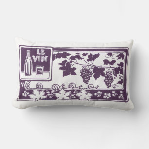 Vintage French Wine Label Rustic Vineyard Lumbar Pillow