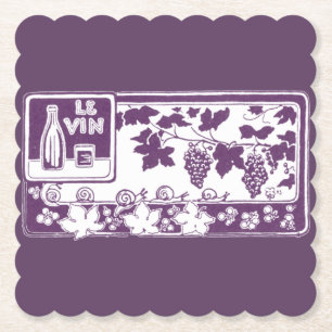 Vintage French Wine Label Rustic Vineyard Paper Coaster