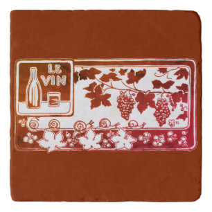 Vintage French Wine Label Rustic Vineyard Trivet